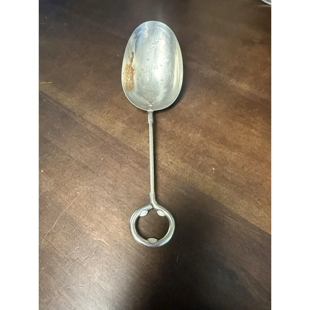 Vintage Metal FLOUR or SUGAR Scoop 1/4 Measuring Cup Bottle Opener Combo, Rust